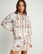 [Jag] Jag Women's Mirador Scallop Shirt In Pink Size 8 8 Pink