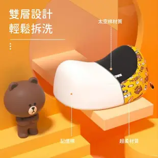 【LINE FRIENDS】熊大兔兔記憶棉汽車頭枕護頸枕(車用頭枕 車用靠枕 護頸頭枕)