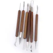 Pottery Clay Sculpture Carving Modeling Tools Wooden Handle Set Of 6Pcs K2J6