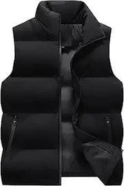 [JEShifangjiusu] Mens Lightweight Notched Collar Topcoat Packable Insulated Puffer Vest Coat Waterproof Sleeveless Jacket