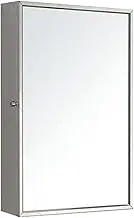 Bathroom Mirror Storage Cabinet, Mirror Cabinet, Single Door, Medicine Cabinet, Wall Mounted Storage Cabinet, Stainless Steel, Waterproof, Cabinet Organizer