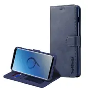 For Samsung Galaxy S9+ /S9 Plus Case, SupRShield Wallet Leather Flip Magnetic Stand Case Cover (Navy Blue)
