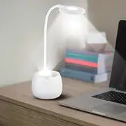 LED Desk Lamp with Pen Holder, Flexible Gooseneck Adjustable Brightness Level Reading Light, 1200mAh Rechargeable Eye-Caring with USB Port Touch Control