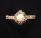 Sterling silver Fire Opal sparkling Solitaire Promise Engagement Halo Ring P 8