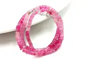 Ruby Shaded Heishi Beads Necklace Faceted Pink Disc Crystal Handmade Gift