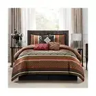 Stratford Park Jacquard 7 Piece Comforter Set, Red, Bed Size King, Geometric ...