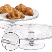 Vintage Glass Cake Stand Heavy Base Dessert Bakery Display Party Tray Wedding