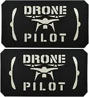 Glow-in-Dark Drone Pilot Patch, Short Wings Drone Pilot Hook Loop Fastener Backing Patches Tactical Emblem Badges Decorative Appliques for Backpacks, Hats, Helmets