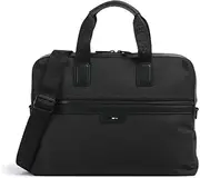 [BOSS] Ray Top Handle Friendly Leather Brief Case, Catfish Black, One Size, Catfish Black, 15" Medium