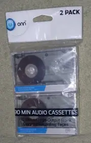 2/TWO Onn Blank Cassette/Tape High Output Recording 90 Min Audio Pack