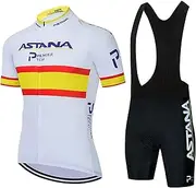 [BOTIZR] Men's Quick-Dry Cycling Jersey Set,with Gel Padded MTB Riding Clothing Kit,Road Bike Bicycle Shirt + Bib Shorts (Color : D, Size : L)