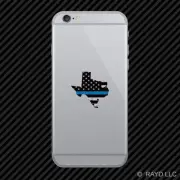 Distressed Texas Shaped Subdued US Flag Thin Blue Line Cell Phone Sticker TX