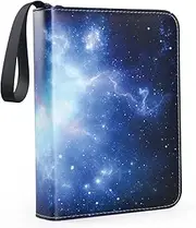 4 Pocket Trading Card Binders for 400 Cards,Dark Blue Nebula Pattern