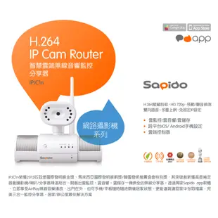 Sapido IPJC1n 智慧雲端無線音響監控分享器 HD IP Cam