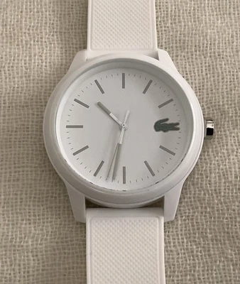 LACOSTE White L.12.12 Silicone Strap Model 2010988 Unisex Adult Watch NWT/Box