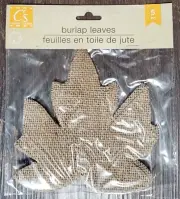 Autumn Leaves Fall Crafts Decorations Light Brown 5pc Burlap Maple Leaves