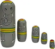 Purpledip Wooden Nesting Dolls Elephant: Set of 5 Hand Painted Russian Matryoshka Decorative Boxes (11702A)