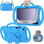 [AVAWO] Kids Case for Samsung Galaxy Tab A9+/A9 Plus 11 Inch 2023 Case, with Strap, Shockproof Lightweight Handle Stand 2023 Model (SM-X210/X216/X218) with Lanyard, Blue