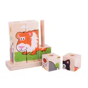 10pc Bigjigs Toys Stacking Blocks Puzzle Pets Kids Fun Wooden Sensory Toy 12m+