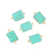 Double Bail Turquoise Stone 24k Gold Electroplated DIY Making Supply Connectors