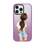 iPhone 16 Pro Max Impact Case MagSafe Compatible Solitude (Fair Complexion, Brunette) Fashion Illustration Case