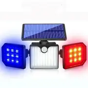 Solar Motion Sensor Light LED Solar Lighting Wall & Warning Light Flashing Cyclically Waterproof for Outdoor Courtyards Hallways Pools