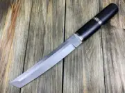 Custom handmade fixed blade tanto blade knife carbon steel with leather sheath