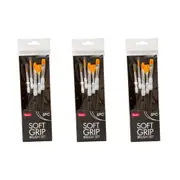 3x 5pc Jasart Soft Grip Bristles Starter Brush Set Flat/Round/Filbert/Fan/Liner