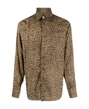 leopard-print button-down shirt SHIRTS CM37 Brown