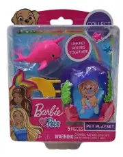 Barbie Pets Playset Narwhal 5 Piece Set Barbie 2022 NEW SEALED Pink Mattel