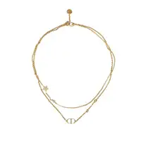 在飛比找ETMall東森購物網優惠-Dior 雙鍊Logo星星水鑽項鍊(金)