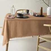 Vintage Design Homewares Gypsy Terracotta Fringed Washed Linen Cotton Tablecloth (Rectangle)