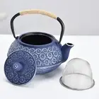 Cast Iron Tea Kettle Internal Enamel with Rope Wrapped Handle Traditional