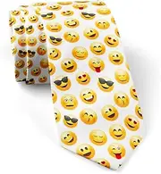 [KAWAMOUSE] (Smiley) Fashion Novelty Necktie, Conversation Neckwear Ties Great for Party and Events, As Shown