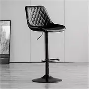 Modern Adjustable Faux Leather Swivel Bar Stool with Footrest for Kitchen Island Counter Height Pub Stool (Nero)