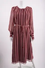Boden Womens Alba Midi Dress UK 14 US 10 Mulled Wine Milkshake Stripe NWT