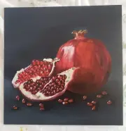 Hand Painted POMEGRANATE 12"×12" OIL PAINTING ON CANVAS (not print)