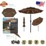 Luxurious 10ft Octagonal Solar Umbrella with Built-in LED Lights - Easy Setup