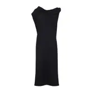 [Carven] Carven-Blue Knot Shift Wool Midi Dress-Donna 38 FR