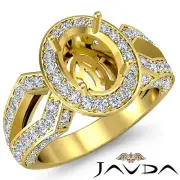 Halo Diamond Engagement Filigree Ring Oval Shape Semi Mount 14k Yellow Gold 1.4C