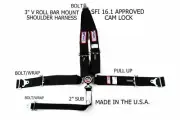 RJS SFI 16.1 5PT CAM LOCK V ROLL BAR MOUNT WRAP & BOLT PULL UP BLACK 1058401