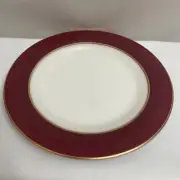 VINTAGE PYREX MILK GLASS GOLD TRIM RED SALAD PLATE 8 IN