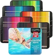 120 Watercolor Pencil Set Quality Soft Core Colored Leads for Adult Artists, Professionals, Ideal for Coloring Drawing Sketching Shading Blending