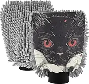 XYMZR Black Cat Skulls Absorbent Microfiber Car Wash Mitt, Funny Cute Anime Scratch Free for Cars Cleaning, Home Cleaning Mitts, 2 Pack, 10.24” L x 7.09” W
