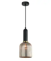 Valencia Bell Chrome Ribbed Glass Pendant