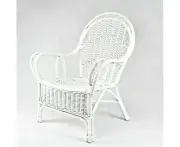 OLIVIA WHITE RATTAN LOUNGE CHAIR ACCENT CHAIR/ ARMCHAIR / EASY CHAIR