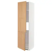 METOD high cab f fridge/freezer w 2 doors, white/Vedhamn oak, 60x60x220 cm