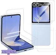 [2 Sets 6 PCS ] Hydrogel Screen Protector for Samsung Galaxy Z Flip 6 5G, Electro-weideworld Scratch Resistant HD Clear TPU Full Covered Screen Protector