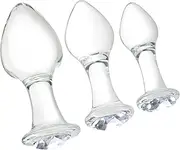 Crystal Plug Bum Plugs Jewelry Trainer Toys Glass Massage Butt Plug Large Medium Small Stimulation Sex Toy for Unisex Masturbation (White)