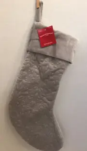 Soft Floral 19" Gray Holiday Stocking Xmas Target Wondershop Grey Quilted